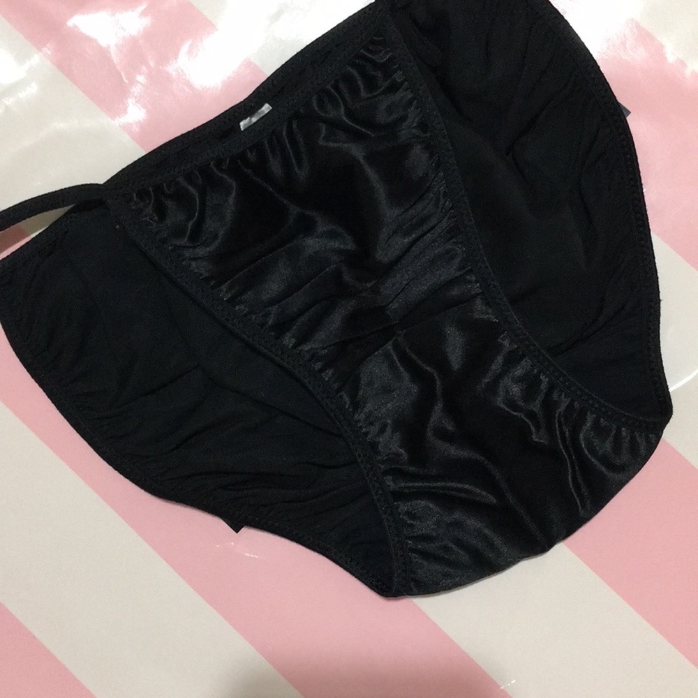 VTG Victoria Secret second skin Black Satin Bikini Bottom